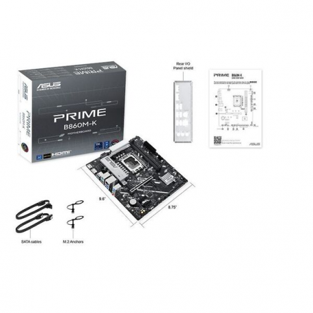 ASUS PRIME B860M-K - Motherboard - micro ATX - LGA1851 Socket - B860 Chipset - USB 3.2 Gen 2, USB 3.2 Gen 1, USB-C 3.2 Gen 1 - 2.5 Gigabit LAN - onboard graphics (CPU required) - HD Audio (8-channel) - 5