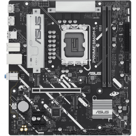 ASUS PRIME B860M-K - Motherboard - micro ATX - LGA1851 Socket - B860 Chipset - USB 3.2 Gen 2, USB 3.2 Gen 1, USB-C 3.2 Gen 1 - 2.5 Gigabit LAN - onboard graphics (CPU required) - HD Audio (8-channel) - 0