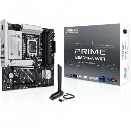ASUS PRIME B860M-A WIFI - Motherboard - micro ATX - LGA1851 Socket - B860 Chipset - USB-C 3.2 Gen 2x2, USB 3.2 Gen 2, USB 3.2 Gen 1, USB-C 3.2 Gen 1 - 2.5 Gigabit LAN, Bluetooth, Wi-Fi 6E - onboard graphics (CPU required) - HD Audio (8-channel) - 0