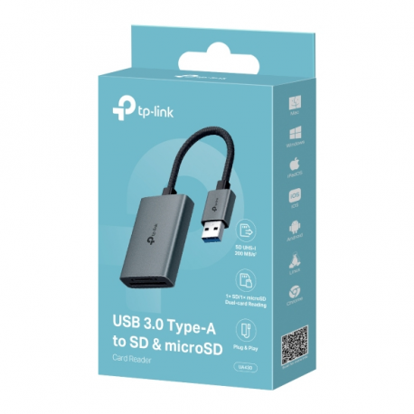 TP-Link UA430C V1 - Card reader (microSD UHS-I, microSDHC UHS-I, microSDXC UHS-I, SDHC UHS-I, SDXC UHS-I) - USB-C - 2