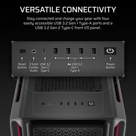 CORSAIR iCUE LINK 5000T LX RGB - Mid tower gaming - extended ATX - windowed side panel (tempered glass) - no power supply (ATX) - black - USB/Audio - 4