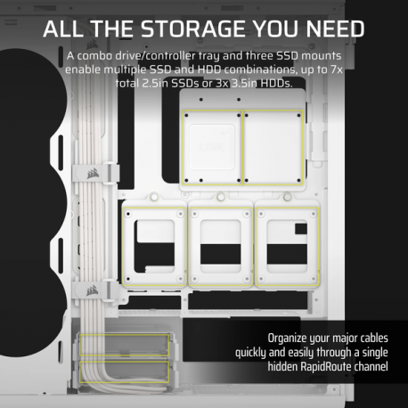 CORSAIR 5000T - Mid tower - extended ATX - windowed side panel (tempered glass) - no power supply (ATX) - white - USB/Audio - 5