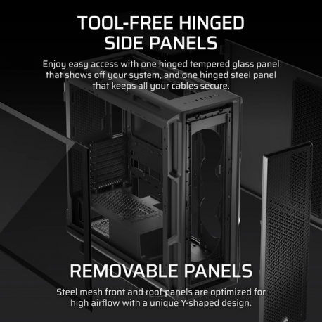 CORSAIR 5000T - Mid tower gaming - extended ATX - windowed side panel (tempered glass) - no power supply (ATX) - black - USB / Audio - 5