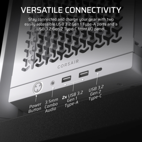 CORSAIR FRAME 4000D - Midi-tower gaming - extended ATX - windowed side panel (tempered glass) - no power supply (ATX) - white - USB/Audio - 5