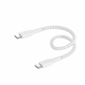Belkin BoostCharge - USB cable - 24 pin USB-C (M) to 24 pin USB-C (M) - USB 2.0 - 20 V - 3 A - 15 cm - USB Power Delivery (60W), braided cable - white