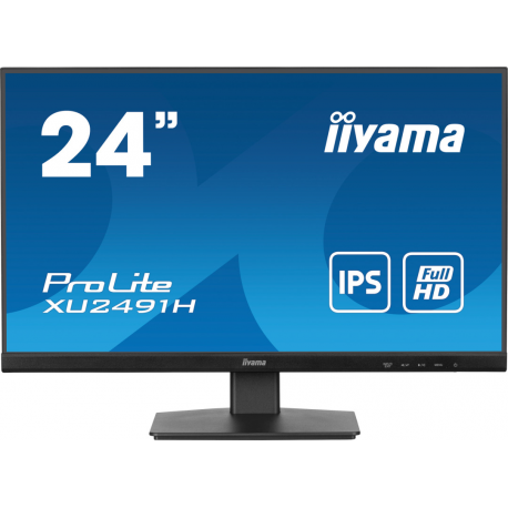 iiyama ProLite XU2491H-B1 - LED monitor - 24" (23.8" viewable) - 1920 x 1080 Full HD (1080p) @ 100 Hz - IPS - 300 cd/m² - 1300:1 - 0.5 ms - HDMI, DisplayPort - matte, black - 0