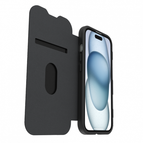 OtterBox React Folio Series - Flip cover for mobile phone - MagSafe compatibility - black crystal (clear / black) - for Apple iPhone 13, 14, 15 - 3