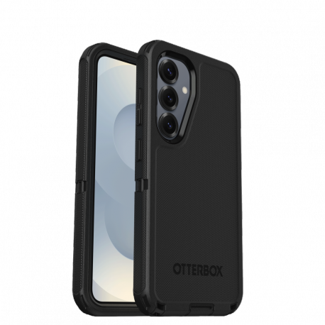 OtterBox Defender Series - Back cover for mobile phone - rugged - reinforced corners - silicone, memory foam - black - for Samsung Galaxy S25 - 3