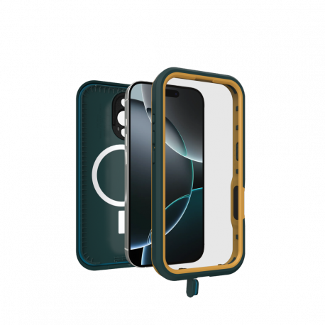 OtterBox FRE - Protective waterproof case for mobile phone - MagSafe compatibility - polycarbonate layer, thermoplastic elastomer (TPE) - sagebrush (green) - for Apple iPhone 16 Pro - 1