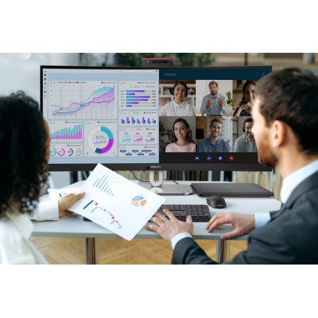 Philips 34B2U6603CH - 6000 Series - LED monitor - curved - 34" - 3440 x 1440 WQHD @ 120 Hz - VA - 550 cd/m² - 4000:1 - DisplayHDR 400 - 4 ms - Thunderbolt 4, 2xHDMI, DisplayPort - speakers - charcoal - 7