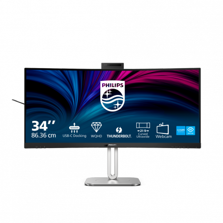 Philips 34B2U6603CH - 6000 Series - LED monitor - curved - 34" - 3440 x 1440 WQHD @ 120 Hz - VA - 550 cd/m² - 4000:1 - DisplayHDR 400 - 4 ms - Thunderbolt 4, 2xHDMI, DisplayPort - speakers - charcoal - 8