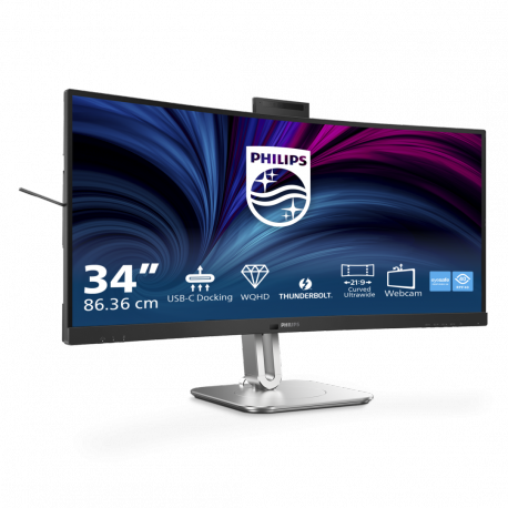 Philips 34B2U6603CH - 6000 Series - LED monitor - curved - 34" - 3440 x 1440 WQHD @ 120 Hz - VA - 550 cd/m² - 4000:1 - DisplayHDR 400 - 4 ms - Thunderbolt 4, 2xHDMI, DisplayPort - speakers - charcoal - 11