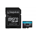 Kingston Canvas Go! Plus - Flash memory card (microSDXC to SD adapter included) - 64 GB - A2  /  Video Class V30  /  UHS-I U3  /  Class10 - microSDXC UHS-I