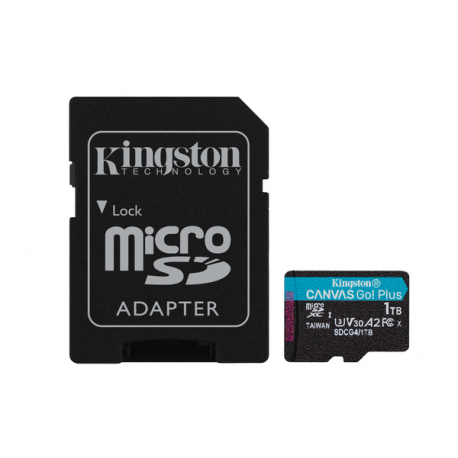 Kingston Canvas Go! Plus - Flash memory card (microSDXC to SD adapter included) - 1 TB - A2 / Video Class V30 / UHS-I U3 / Class10 - microSDXC UHS-I - 0