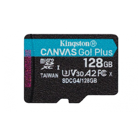 Kingston Canvas Go! Plus - Flash memory card - 128 GB - A2 / Video Class V30 / UHS-I U3 / Class10 - microSDXC UHS-I - 0