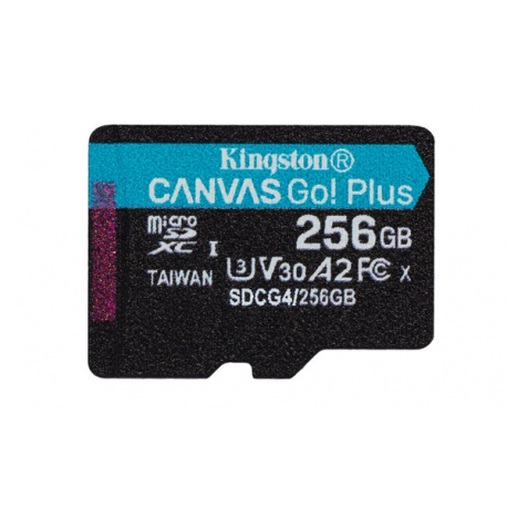 Kingston Canvas Go! Plus - Flash memory card - 256 GB - A2 / Video Class V30 / UHS-I U3 / Class10 - microSDXC UHS-I - 0