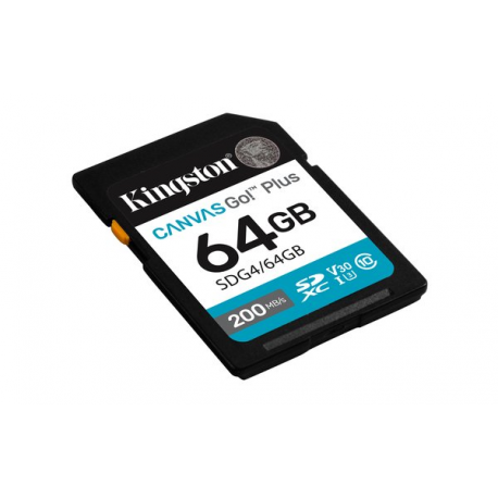 Kingston Canvas Go! Plus - Flash memory card - 64 GB - Video Class V30 / UHS-I U3 / Class10 - SDXC UHS-I - 4