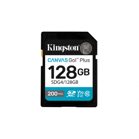 Kingston Canvas Go! Plus - Flash memory card - 128 GB - Video Class V30 / UHS-I U3 / Class10 - SDXC UHS-I - 0