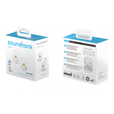Soundcore Sport X20 - True wireless earphones with mic - in-ear - over-the-ear mount - Bluetooth - active noise cancelling - white - 7