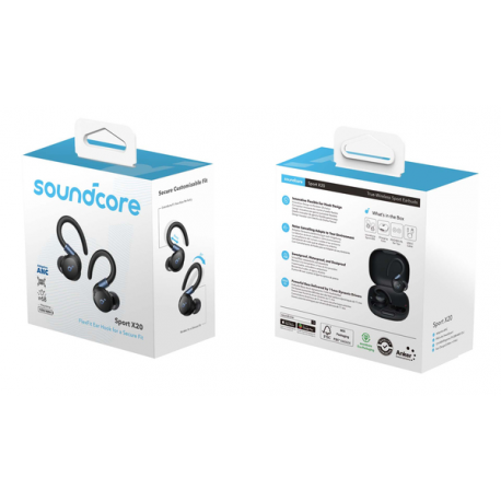 Soundcore Sport X20 - True wireless earphones with mic - in-ear - over-the-ear mount - Bluetooth - active noise cancelling - black - 10
