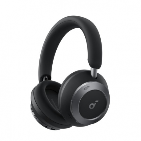 Soundcore Space One Pro - Headphones with mic - full size - Bluetooth - wireless, wired - active noise cancelling - 3.5 mm jack - jet black - 0