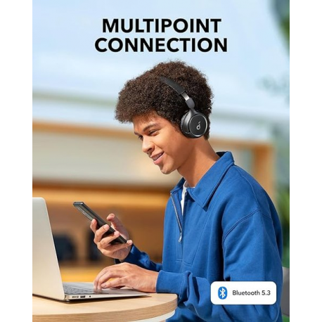 Soundcore H30i - Headphones with mic - on-ear - Bluetooth - wireless, wired - 3.5 mm jack - black - 1