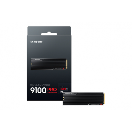 Samsung 9100 PRO MZ-VAP1T0 - SSD - encrypted - 1 TB - with heatsink - internal - M.2 2280 - PCI Express 5.0 x4 (NVMe) - 256-bit AES - TCG Opal Encryption 2.0 - black - 10