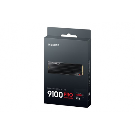 Samsung 9100 PRO MZ-VAP4T0 - SSD - encrypted - 4 TB - with heatsink - internal - M.2 2280 - PCI Express 5.0 x4 (NVMe) - 256-bit AES - TCG Opal Encryption 2.0 - black - 2