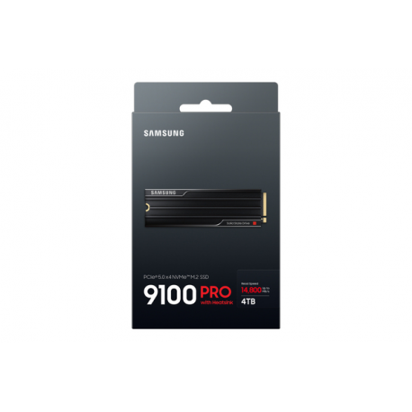 Samsung 9100 PRO MZ-VAP4T0 - SSD - encrypted - 4 TB - with heatsink - internal - M.2 2280 - PCI Express 5.0 x4 (NVMe) - 256-bit AES - TCG Opal Encryption 2.0 - black - 9