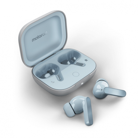 Motorola - True wireless earphones with mic - in-ear - Bluetooth - active noise cancelling - glacier blue - 4