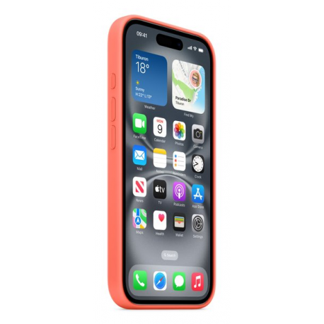 Apple - Back cover for mobile phone - MagSafe compatibility - silicone - tangerine - for iPhone 16 - 1