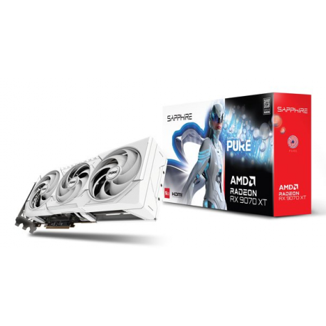 Sapphire Pure Radeon RX 9070 XT - Graphics card - Radeon RX 9070 XT - 16 GB GDDR6 - PCIe 5.0 x16 - 2 x DisplayPort, 2 x HDMI - 3