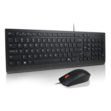 Lenovo Essential Wired Combo - Keyboard and mouse set - USB - QWERTY - Nordic - black - 1