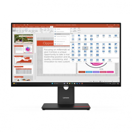 Lenovo ThinkVision T27-40 - LED monitor - 27" - 1920 x 1080 Full HD (1080p) @ 120 Hz - IPS - 300 cd/m² - 1500:1 - 4 ms - HDMI, VGA, DisplayPort - eclipse black - 0