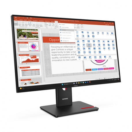 Lenovo ThinkVision T27-40 - LED monitor - 27" - 1920 x 1080 Full HD (1080p) @ 120 Hz - IPS - 300 cd/m² - 1500:1 - 4 ms - HDMI, VGA, DisplayPort - eclipse black - 10