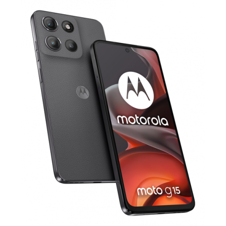 Motorola Moto G15 - 4G smartphone - dual-SIM - RAM 4 GB / Internal Memory 128 GB - microSD slot - LCD display - 6.72" - 2400 x 1080 pixels (60 Hz) - 2x rear cameras 50 MP, 5 MP - front camera 8 MP - gravity grey - 0