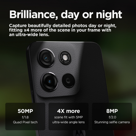 Motorola Moto G15 - 4G smartphone - dual-SIM - RAM 4 GB / Internal Memory 128 GB - microSD slot - LCD display - 6.72" - 2400 x 1080 pixels (60 Hz) - 2x rear cameras 50 MP, 5 MP - front camera 8 MP - gravity grey - 1