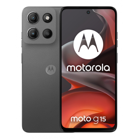Motorola Moto G15 - 4G smartphone - dual-SIM - RAM 4 GB / Internal Memory 128 GB - microSD slot - LCD display - 6.72" - 2400 x 1080 pixels (60 Hz) - 2x rear cameras 50 MP, 5 MP - front camera 8 MP - gravity grey - 6