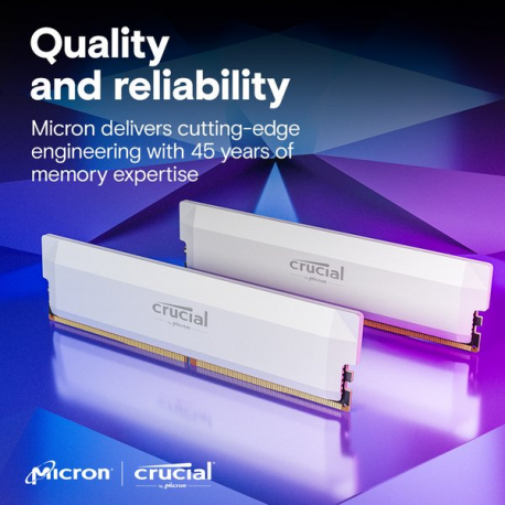 Crucial Pro - Overclocking Edition - DDR5 - kit - 32 GB: 2 x 16 GB - DIMM 288-pin - 3200 MHz  /  PC5-51200 - CL38 - 1.35 V - unbuffered - non-ECC - white - 1