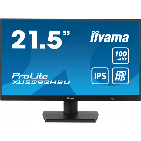 iiyama ProLite XU2293HSU-B7 - LED monitor - 22" (21.5" viewable) - 1920 x 1080 Full HD (1080p) @ 100 Hz - IPS - 300 cd/m² - 1000:1 - 1 ms - HDMI, DisplayPort - speakers - black, matte - 0