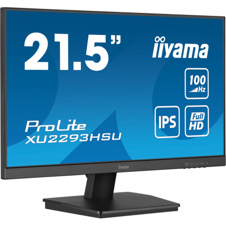 iiyama ProLite XU2293HSU-B7 - LED monitor - 22" (21.5" viewable) - 1920 x 1080 Full HD (1080p) @ 100 Hz - IPS - 300 cd/m² - 1000:1 - 1 ms - HDMI, DisplayPort - speakers - black, matte - 1