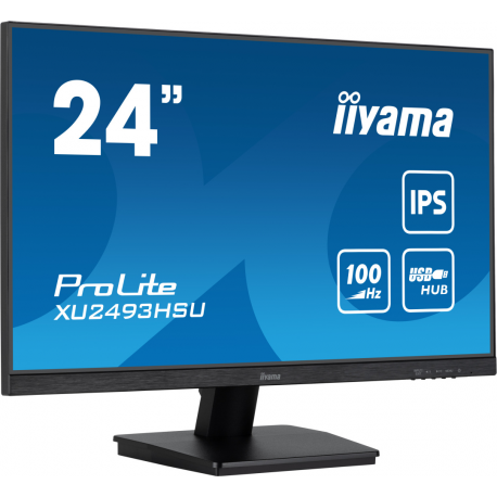 iiyama ProLite XU2493HSU-B7 - LED monitor - 24" (23.8" viewable) - 1920 x 1080 Full HD (1080p) @ 100 Hz - IPS - 300 cd/m² - 1300:1 - 1 ms - HDMI, DisplayPort - speakers - matte black - 0