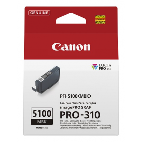 Canon PFI-5100 MBK - 14.4 ml - matte black - original - hanging box - ink tank - for imagePROGRAF PRO-310 - 0