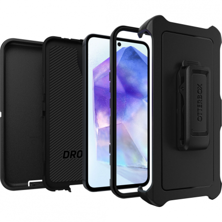 OtterBox Defender Series - Back cover for mobile phone - rugged - polycarbonate, synthetic rubber - black - for Samsung Galaxy A55 - 2