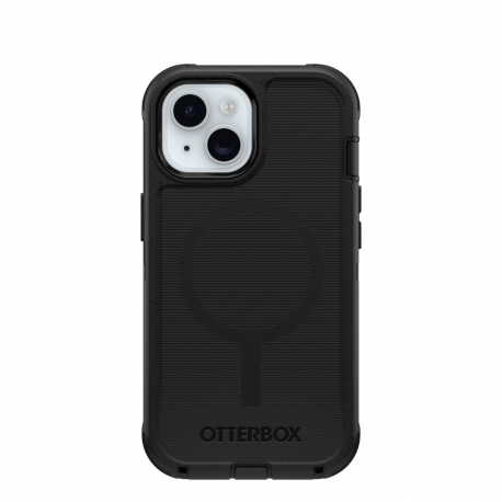 OtterBox Defender Series - Back cover for mobile phone - MagSafe compatibility - silicone - black - for Apple iPhone 13, 14, 15 - 0