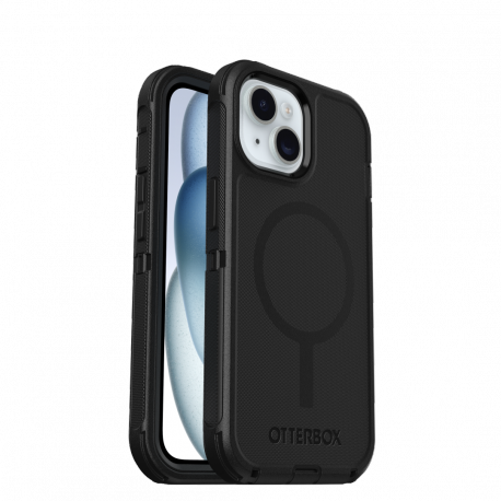 OtterBox Defender Series - Back cover for mobile phone - MagSafe compatibility - silicone - black - for Apple iPhone 13, 14, 15 - 3