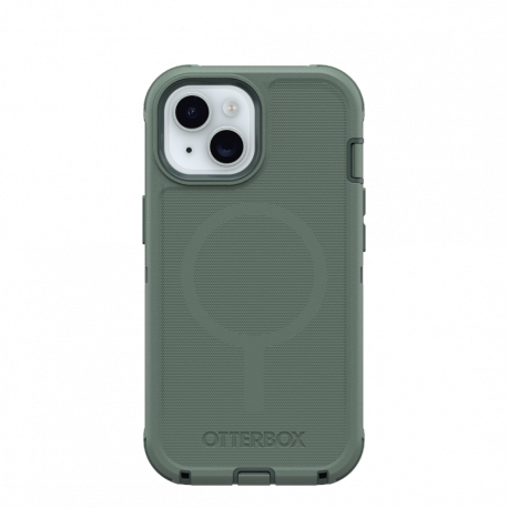 OtterBox Defender Series - Back cover for mobile phone - MagSafe compatibility - polycarbonate layer, thermoplastic elastomer (TPE) - forest ranger (green) - for Apple iPhone 13, 14, 15 - 0
