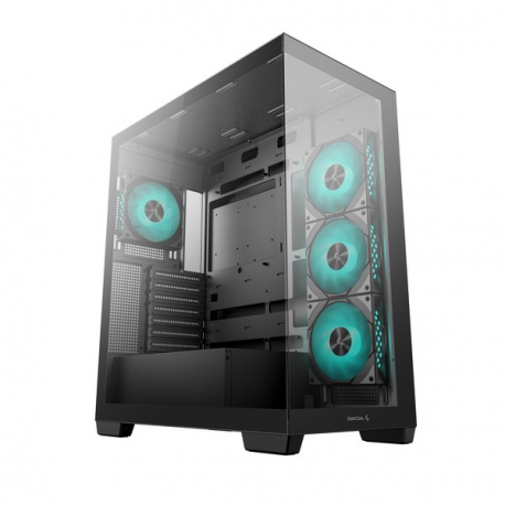 DeepCool CG580 4F - Tower - ATX - windowed side panel (tempered glass) - no power supply (ATX / PS / 2) - black - USB / Audio - 3
