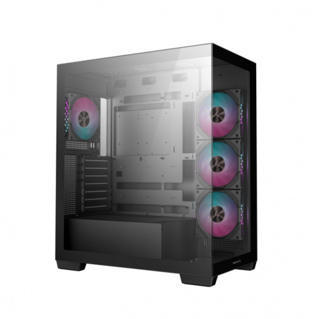 DeepCool CG580 4F - Tower - ATX - windowed side panel (tempered glass) - no power supply (ATX / PS / 2) - black - USB / Audio - 5