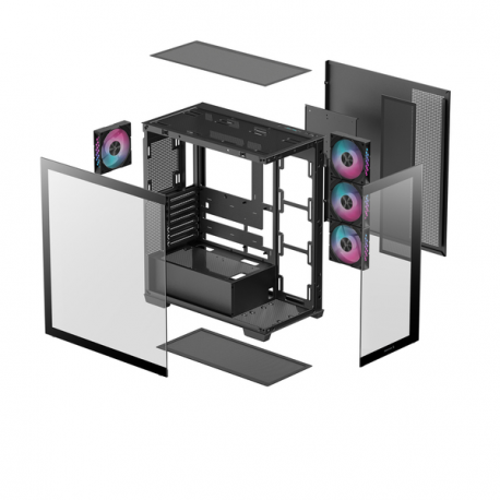 DeepCool CG580 4F - Tower - ATX - windowed side panel (tempered glass) - no power supply (ATX / PS / 2) - black - USB / Audio - 14